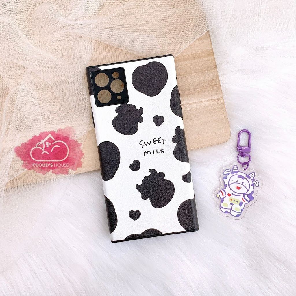 CASE iPhone FORM VUÔNG BÒ SỮA Nhám Da