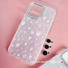 Case Ốp điện thoại iPhone Trái Tim nền Trong Bling Bling kèm Cường lực Camera lấp lánh iPhone 11/12/13/14/15/Pro/Promax