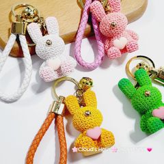 Móc Khóa Con Vật Thỏ Dây Da Trái Tim