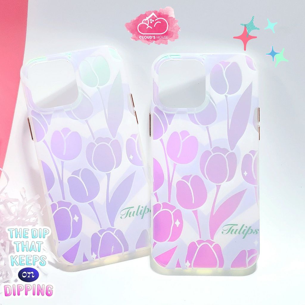 Case Ốp điện thoại iPhone Hoa Tulip Hologram iPhone 11/12/13/14/Pro/Promax