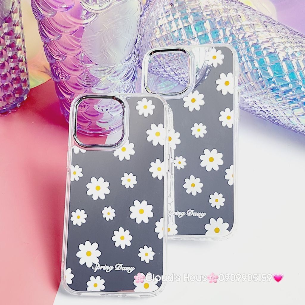 Case Ốp điện thoại iPhone Cúc họa mi Spring Daisy Gương nút nổi iPhone 11/12/13/14/Pro/Promax