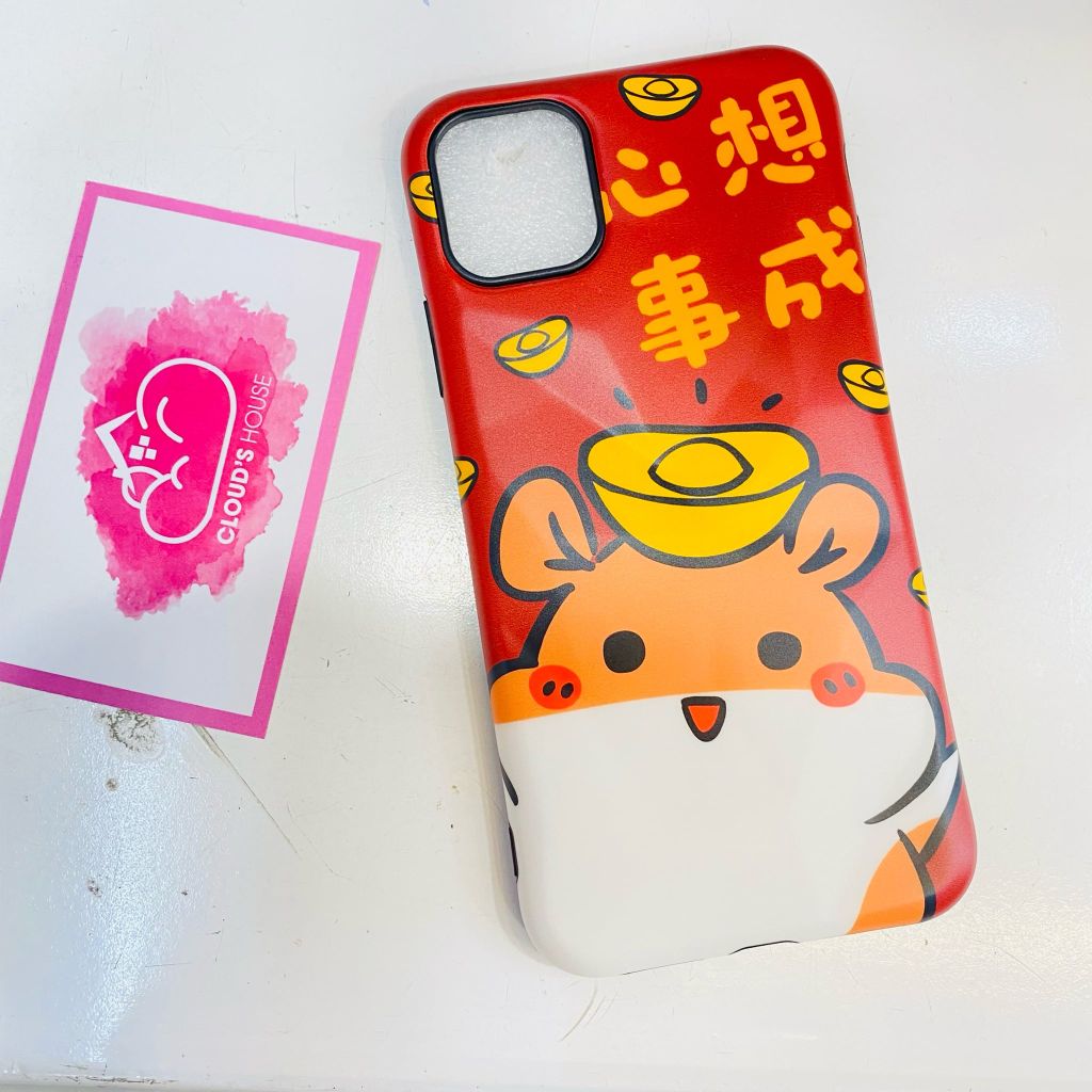 Case Ốp điện thoại iPhone Chuột Hamster đồng tiền đỏ nhám gợn sóng
