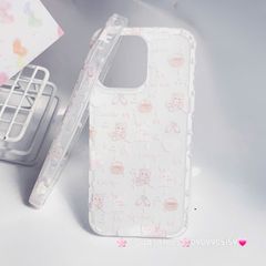 Case Ốp điện thoại iPhone Gấu Thỏ Cute Bear Sticker Dễ Thương Nền Trắng iPhone 11/12/13/14/15/Pro/Promax