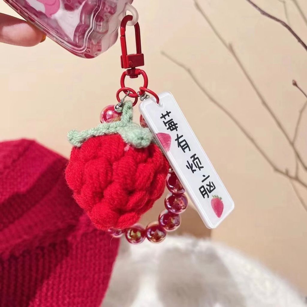 Cover Airpod Gấu dâu Lotso Chất dẻo gợn sóng Kèm móc khoá