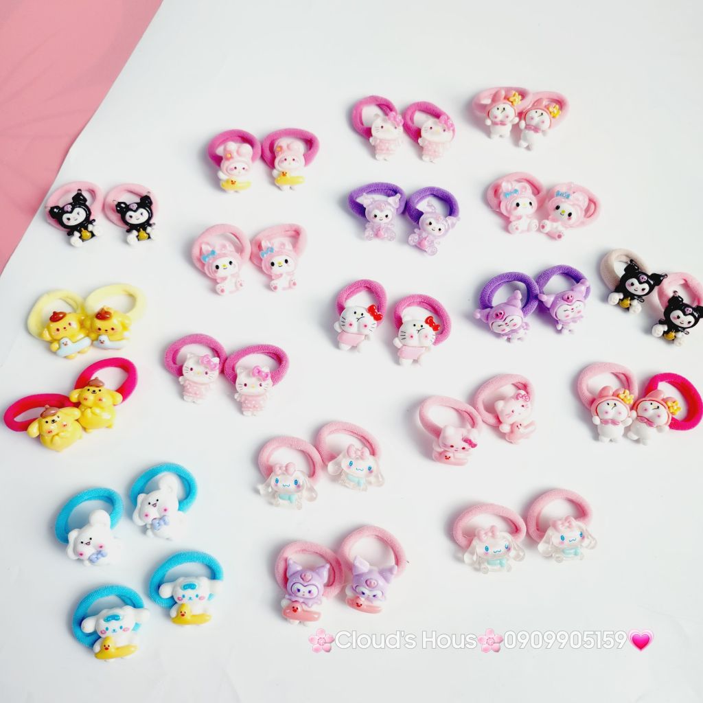 Cột tóc Charm to Kuromi Cinnamoroll Melody Flan (cặp)