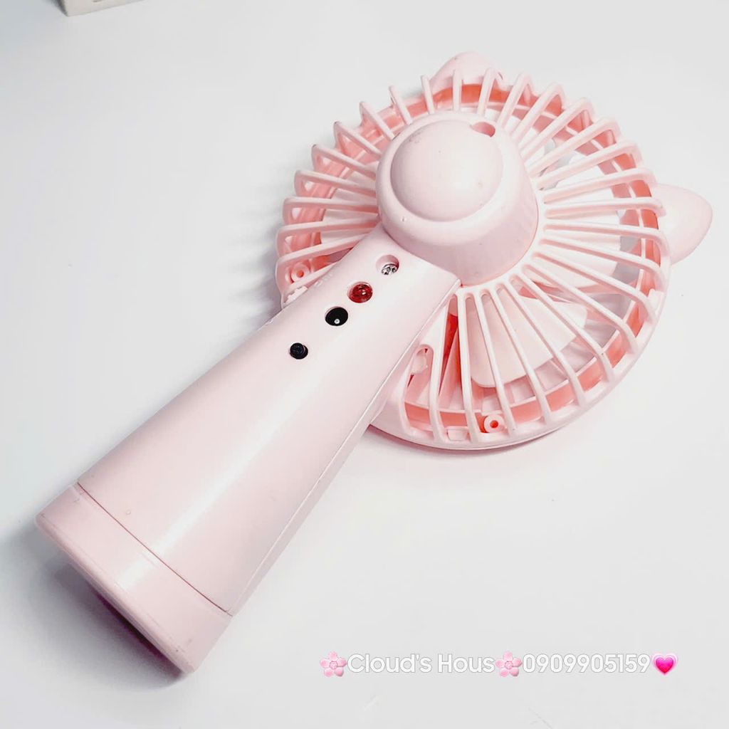 Mini Fan - Quạt Cầm Tay - Để Bàn Tai Mèo Màu Trơn Nhiều Màu