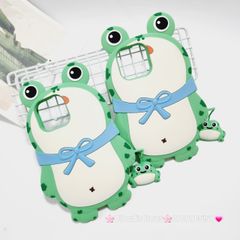 Case Ốp điện thoại iPhone Ếch xanh đeo nơ Su dẻo kèm móc khóa iPhone 11/12/13/14/15/Plus/Pro/Promax