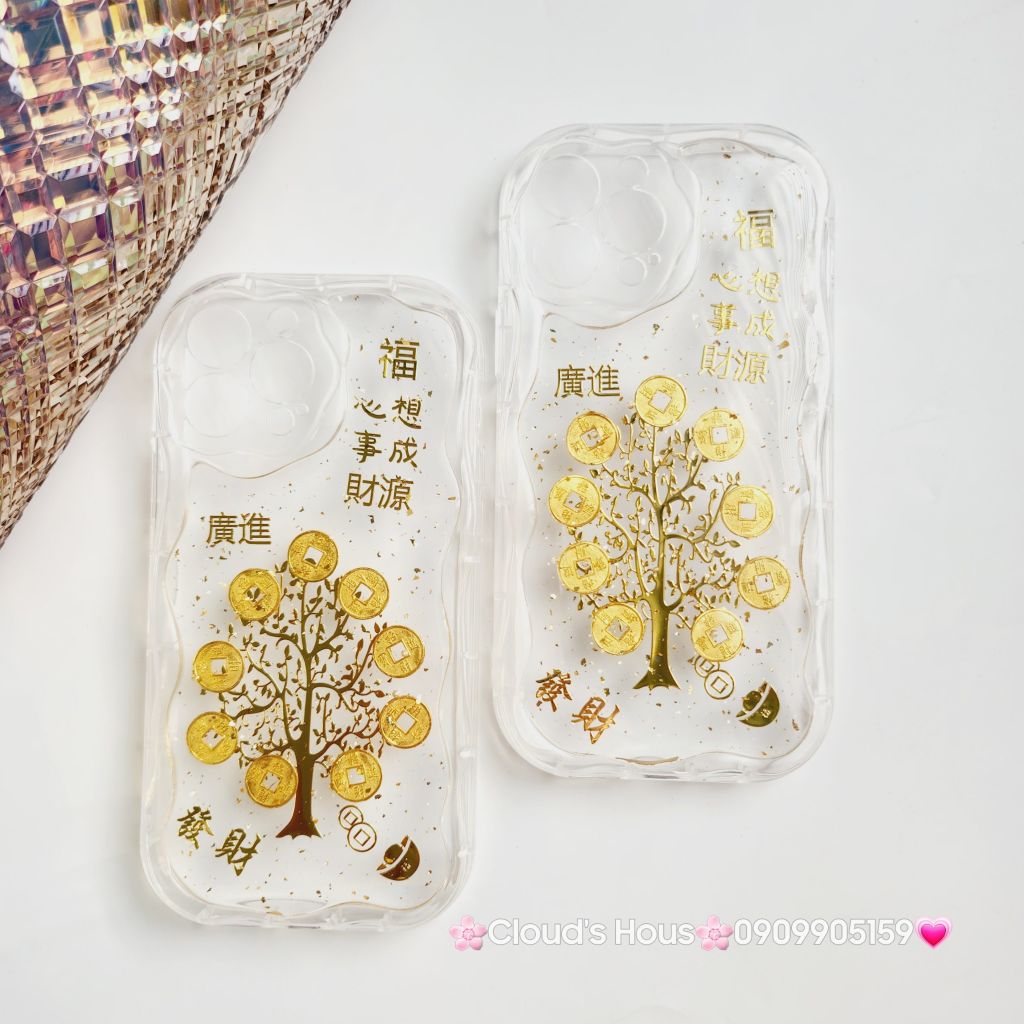 Case Ốp điện thoại iPhone Cây Mai đồng tiền phao trong dẻo chống shock iPhone 11/12/13/14/15/Pro/Promax TẾT