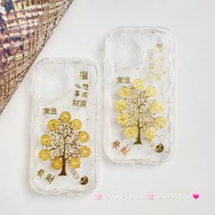 Case Ốp điện thoại iPhone Cây Mai đồng tiền phao trong dẻo chống shock iPhone 11/12/13/14/15/Pro/Promax TẾT