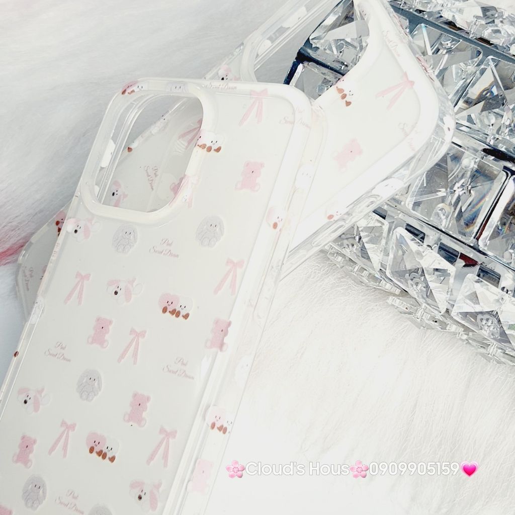 Case Ốp điện thoại iPhone Nơ Sticker Dễ Thương Nền Trắng iPhone 11/12/13/14/15/Pro/Promax