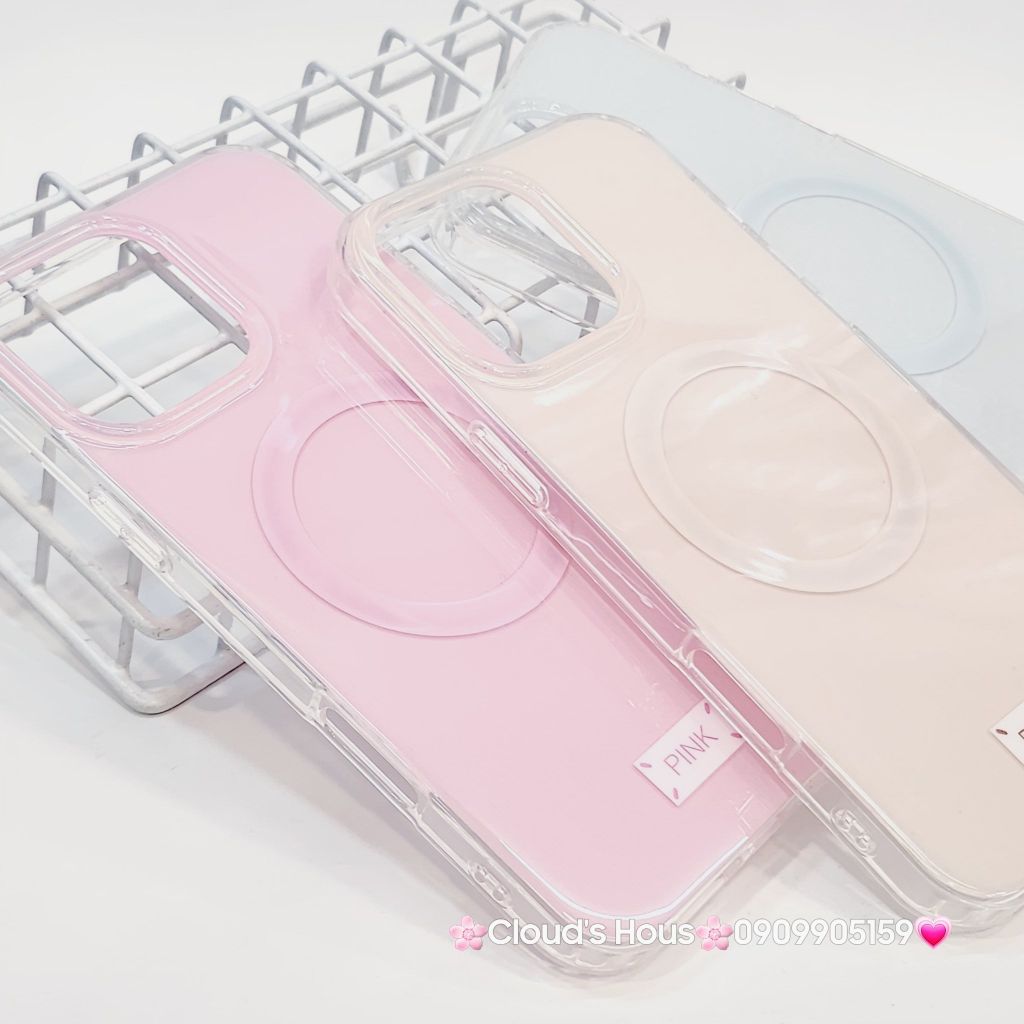 Case Ốp điện thoại iPhone Trong Crytal Magsafe Màu Beige Pastel Case iPhone 12/13/14/15/16/Pro/Promax