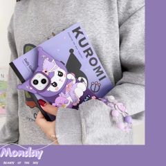 Case Ốp điện thoại iPhone Kuromi Su dẻo Chống shock Kèm dây đeo điện thoại iPhone 11/12/13/14/Pro/Promax