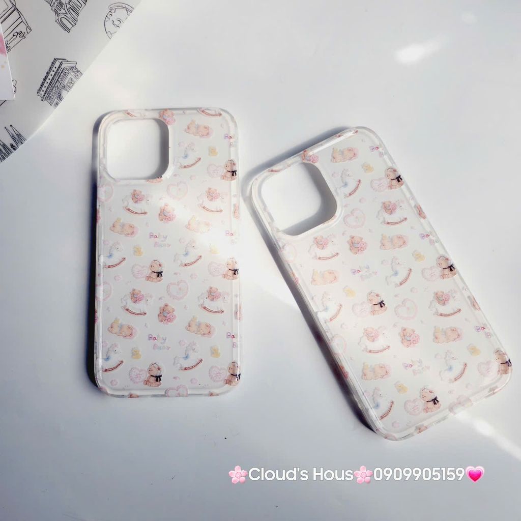 Case Ốp điện thoại iPhone Gấu Baby Bear Sticker Dễ Thương Nền Trắng iPhone 11/12/13/14/15/Pro/Promax