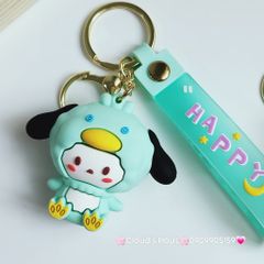 Móc khóa Gấu và Thỏ đầu xù Happy