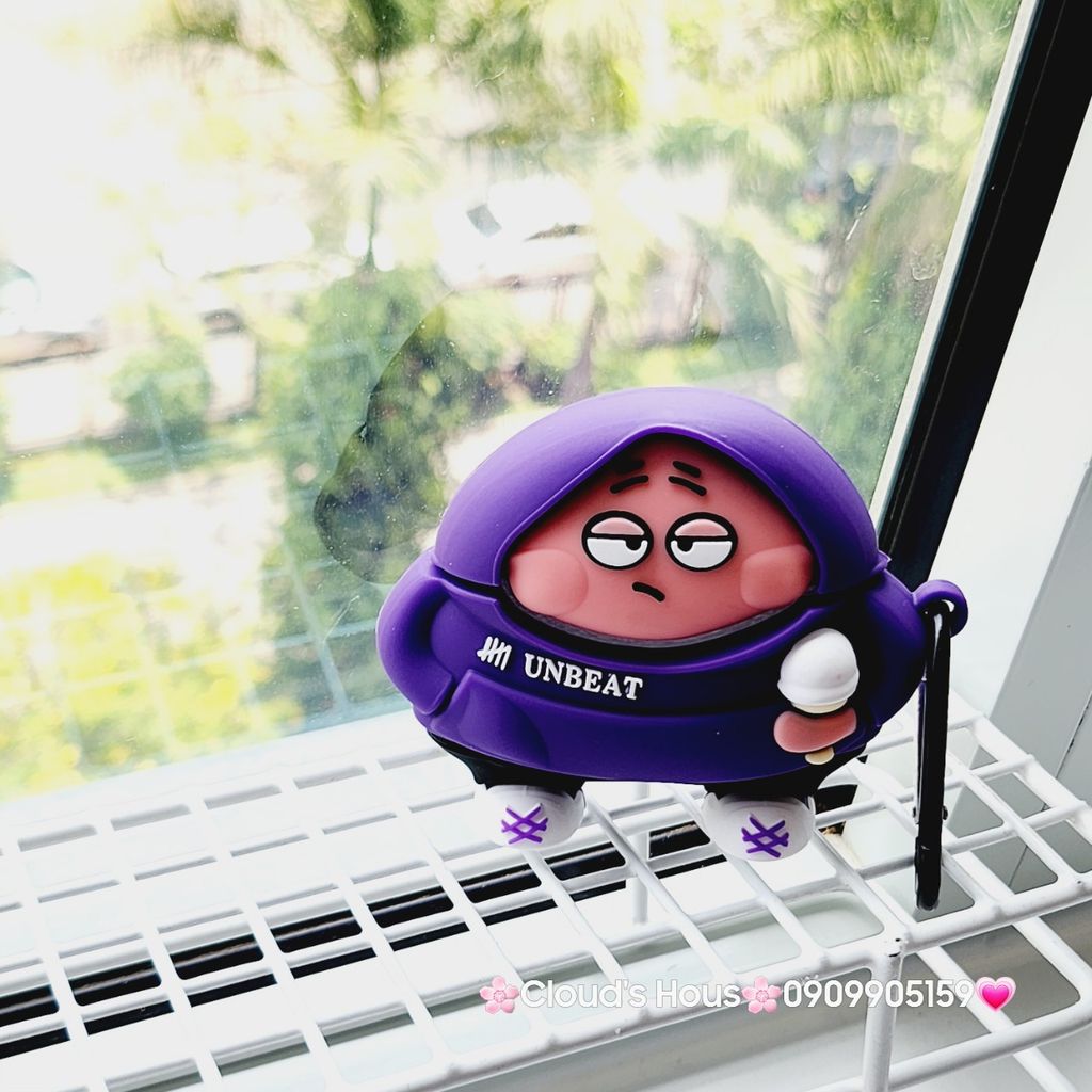 Cover Case Vỏ bảo vệ Airpod Su dẻo Bé Mập áo Tím Airpod 1/2/3/Pro/Pro2