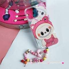 Case Ốp điện thoại iPhone Labubu Soy Mặc Yếm Lotso Ánh Lông Vũ Bạc Hologram iPhone 7+/8+/X/XSM/11/12/13/14/15/Pro/Promax