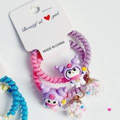 Đồ cột tóc dây xoăn Charm hoạt hình (cặp)