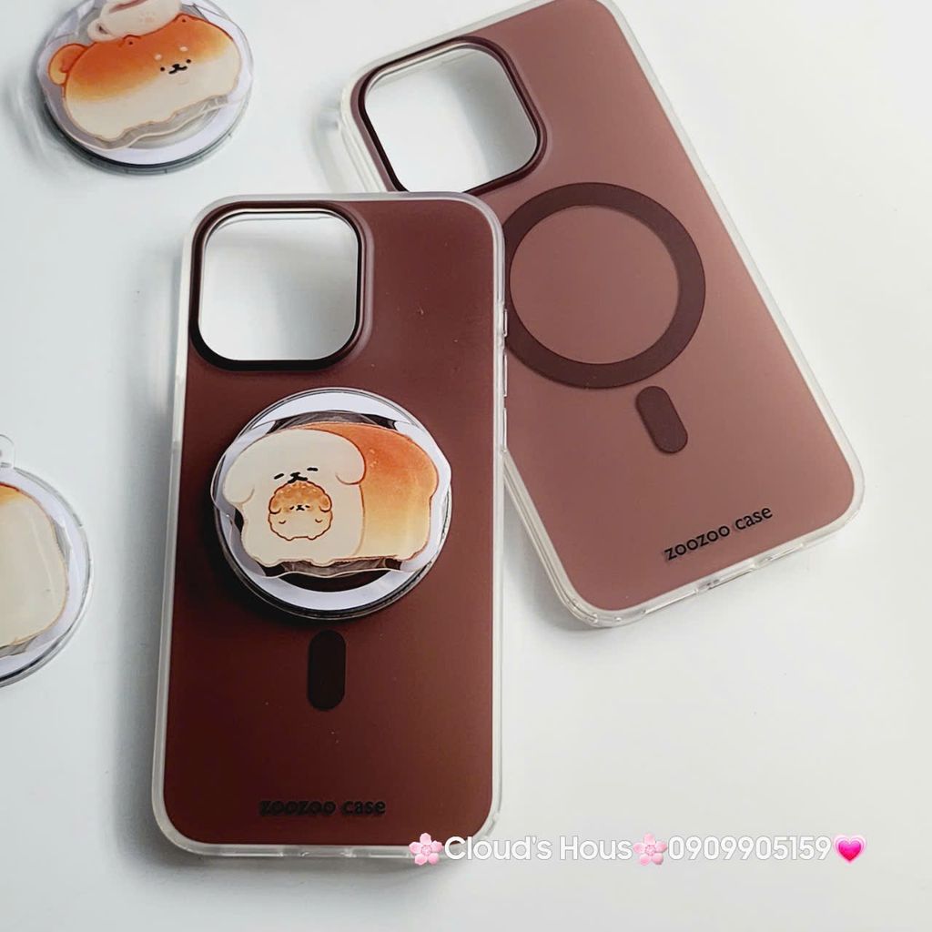 Case Ốp điện thoại iPhone Trong Nhám Magsafe Nâu Zoozoo Case iPhone 12/13/14/15/Pro/Promax