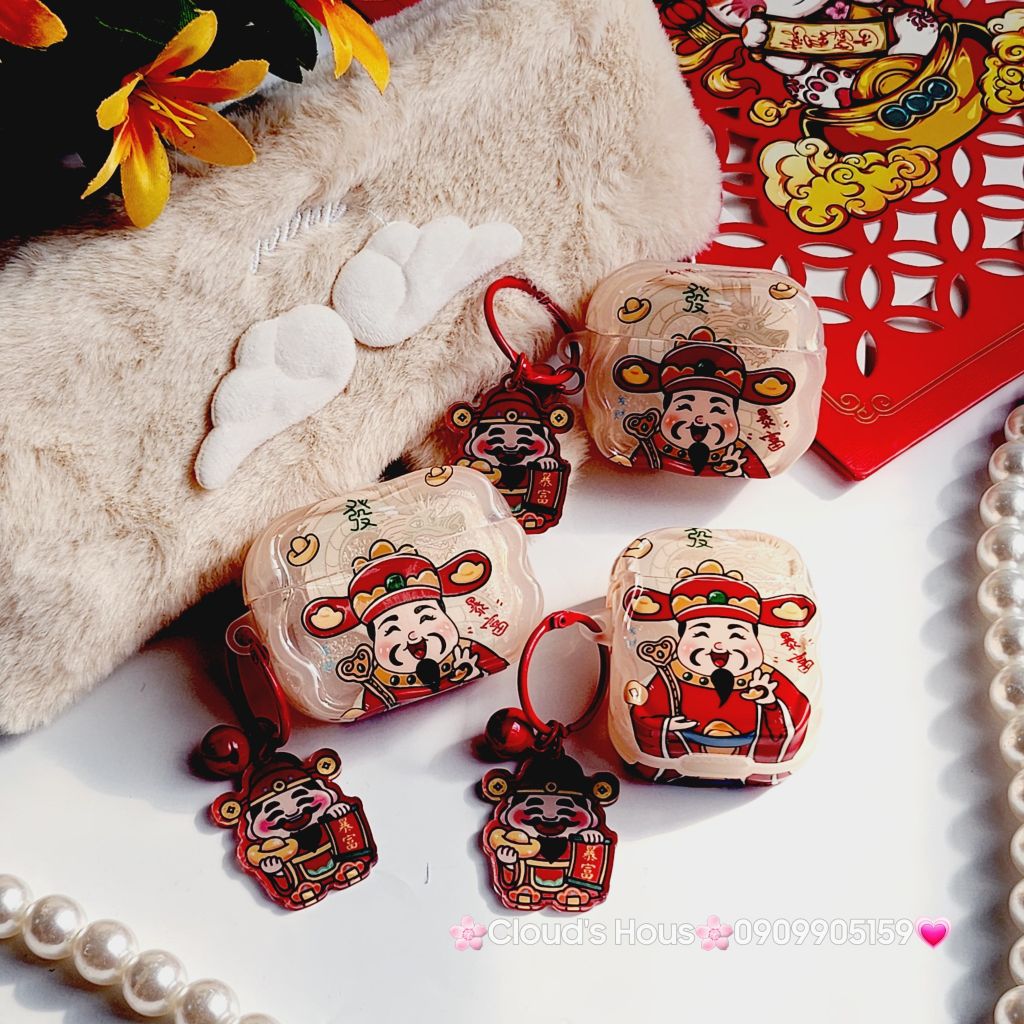 Cover Case Vỏ bảo vệ Airpod Ông Thần Tài Charm Thần Tài Có Chuông Airpod 1/2/3/Pro/Pro2 - TẾT