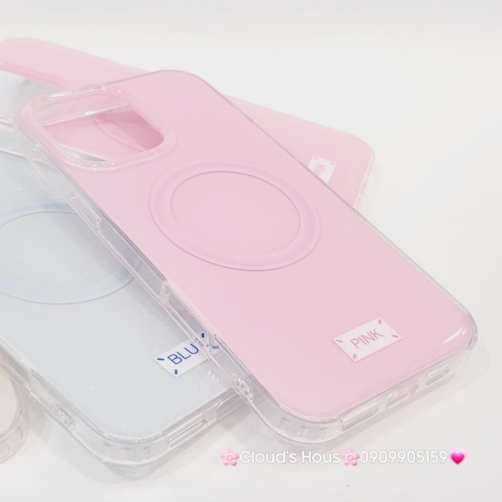 Case Ốp điện thoại iPhone Trong Crytal Magsafe Hồng Pastel Case iPhone 12/13/14/15/16/Pro/Promax