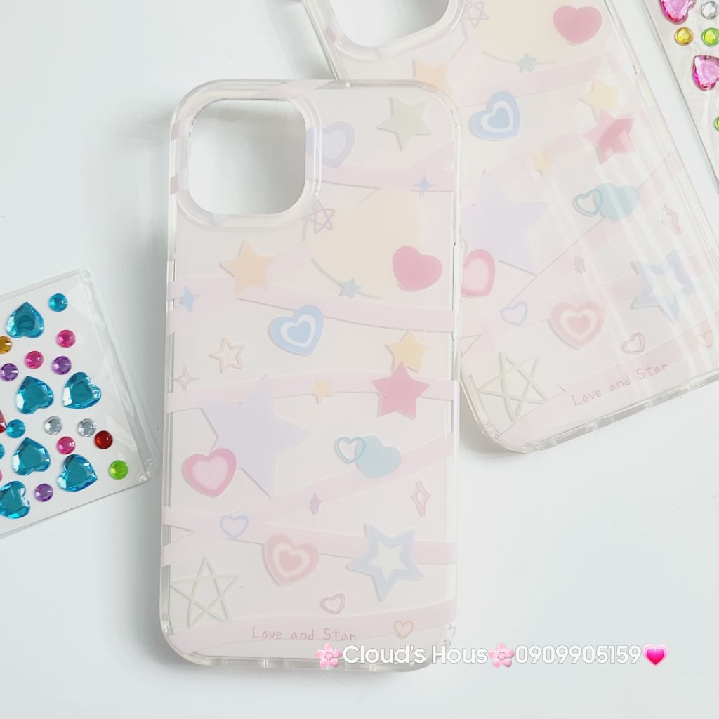 Case Ốp điện thoại iPhone Trái tim Đính đá iPhone 11/12/13/14/Pro/Promax