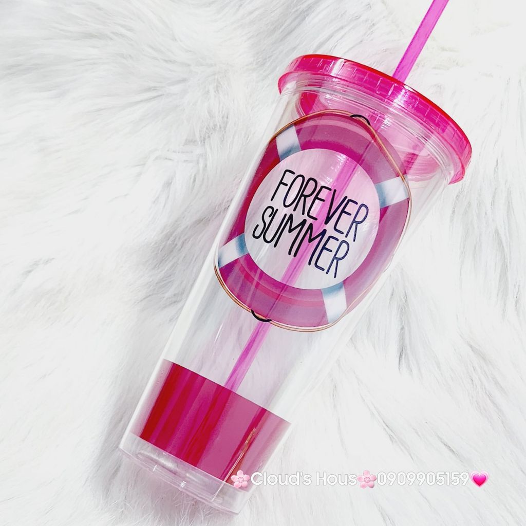 Ly Nước Thủy Tinh Trái Cây Kèm Ống Hút