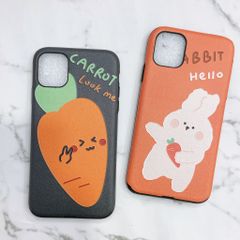 Case Ốp điện thoại iPhone CARROT & THỎ Nhám da Form tròn iPhone 7/8/X/Xs/11/12/Plus/Max/Pro/Promax