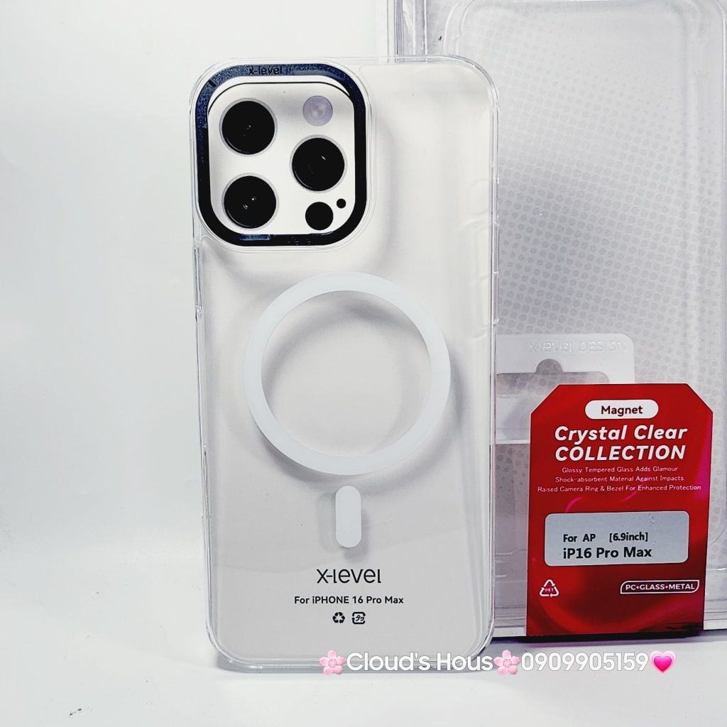 Ốp lưng iPhone hãng X-LEVEL trong siêu mỏng, không vàng màu hỗ trợ sạc không dây Magsafe.   iPhone 16/Pro/Promax