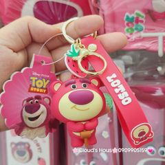 Móc khoá Lotso Gấu Dâu Mặt Bự Cầm Gậy Chính hãng Disney