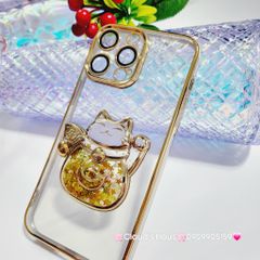 Case Ốp điện thoại iPhone Mèo Trong Hạt Bling Bling viền màu iPhone 11/12/13/14/15/Pro/Promax - TẾT