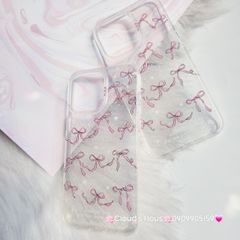 Case Ốp điện thoại iPhone Nơ Hồng Trong Kim Tuyến Bling bling iPhone 11/12/13/14/15/Pro/Promax