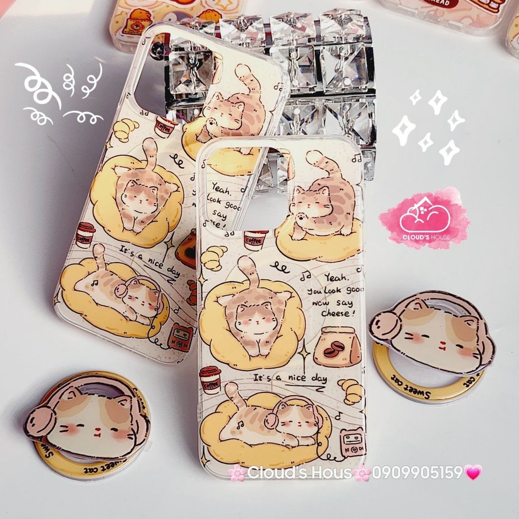 Case Ốp điện thoại iPhone Mèo Mập Lười Nice Day Kèm Popsocket Magsafe Nam Châm iPhone 11/12/13/14/15/Pro/Promax