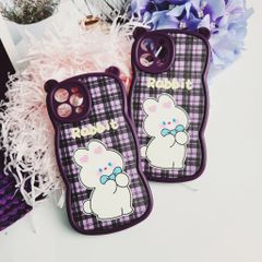 CASE IPHONE NHÁM DA TAI GẤU Tím  - THỎ Rabbit