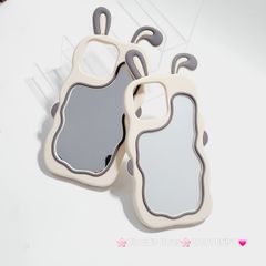 Case Ốp điện thoại iPhone Su dẻo Tai Thỏ Gợn Sóng Lưng Gương iPhone 6P/7P/8P/X/Xs/XSMax/11/12/13/14/15/Pro/Promax