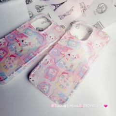 Case Ốp điện thoại iPhone Hello Kitty Nền Trắng Hồng iPhone 12/13/14/15/Pro/Promax