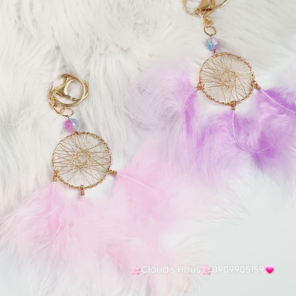 Móc khóa vòng DreamCatcher lông vũ