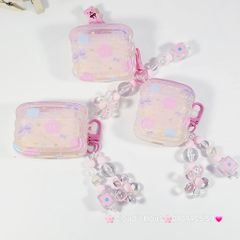 Cover Case Vỏ bảo vệ Airpod Hoa Tulip Trong Phao Gợn Sóng Kèm Charm Airpod 1/2/3/Pro/Pro2