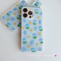 Case Ốp điện thoại iPhone Hoa Xanh dương nhí phôi crytal iPhone 12/13/14/15/16/Pro/Promax