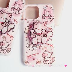 Case Ốp điện thoại iPhone Mèo Hồng May Mắn Kèm Popsocket Magsafe Nam Châm iPhone 11/12/13/14/15/Pro/Promax