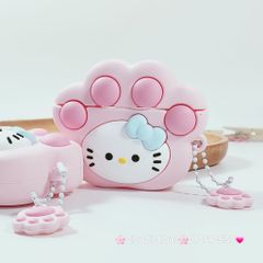 Cover Case Vỏ bảo vệ Airpod Su Dẻo Hello Kitty Cosplay Chân Mèo Kèm Charm Airpod 1/2/3/Pro/Pro2