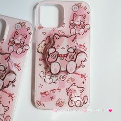 Case Ốp điện thoại iPhone Mèo Hồng May Mắn Kèm Popsocket Magsafe Nam Châm iPhone 11/12/13/14/15/Pro/Promax