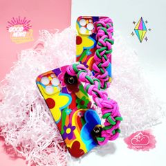 Case Ốp điện thoại iPhone Hoa sặc sỡ Dây tua rua Hồng Có dây đeo iPhone 11/12/13/14/Pro/Promax