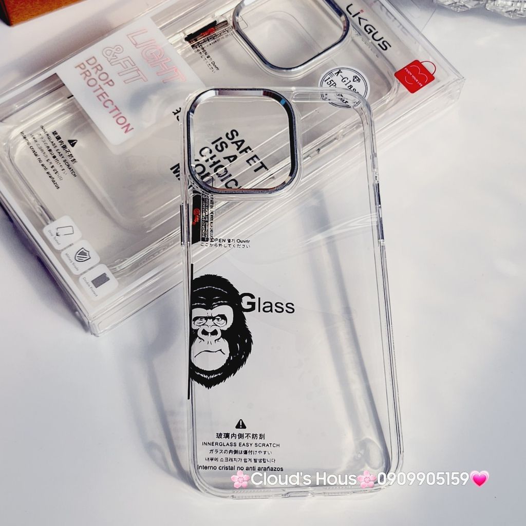 Case Ốp điện thoại iPhone Likgus Kính Trong KingKong viền màu Camera iPhone 15/16/Pro/Plus/Promax