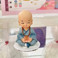 Bộ tượng 2 chú tiểu ngồi thiền tụng kinh gõ mỏ