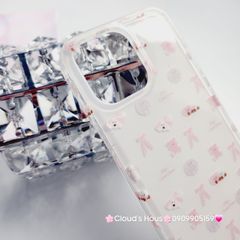 Case Ốp điện thoại iPhone Nơ Sticker Dễ Thương Nền Trắng iPhone 11/12/13/14/15/Pro/Promax