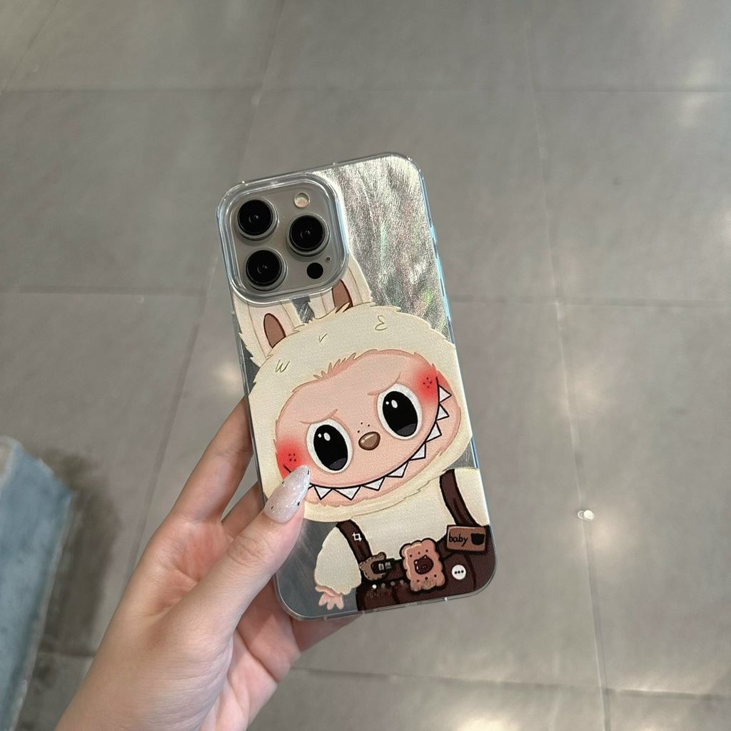 Case Ốp điện thoại iPhone Labubu Soy Mặc Yếm Ánh Lông Vũ Bạc Hologram iPhone 7+/8+/X/XSM/11/12/13/14/15/Plus/Pro/Promax