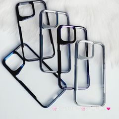 Case Ốp điện thoại iPhone Bolema Trong Nhám Viền Màu iPhone 13/14/15/Pro/Promax ( trong không vàng)