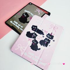 Case Ốp Bao da iPad Mèo Đen Nền Hồng Little Cats Lưng Gương iPad 9.7/10/10.2/10.5/10.9/11/12.9inch