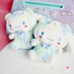 Gấu Bông Thỏ Cinnamoroll & Kuromi Cầu Vồng Đeo Nơ Đen Caro