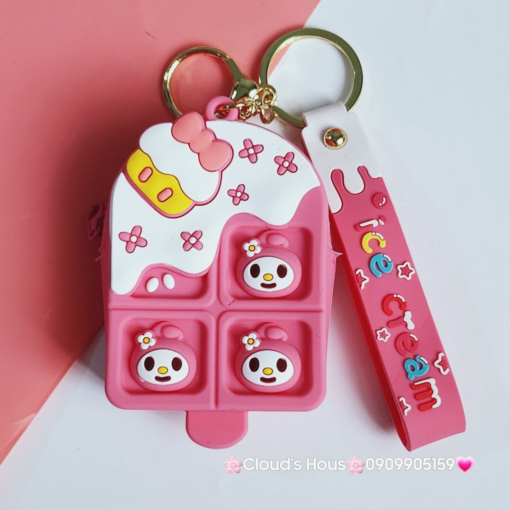 Bóp móc khoá Silicone Que Kem Pop It